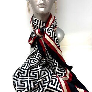NEW🎁😍"Feel of Silk Lux Scarf Black/White Geometric